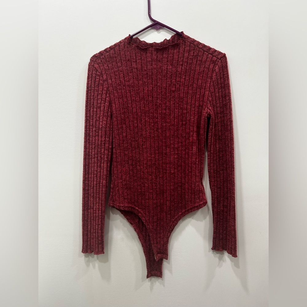 SHEIN Ribbed Red Bodysuit